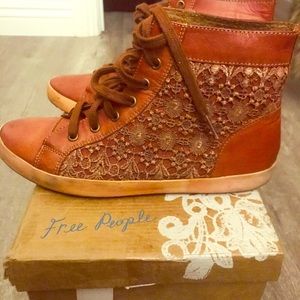 Free People Leather and Lace High Top